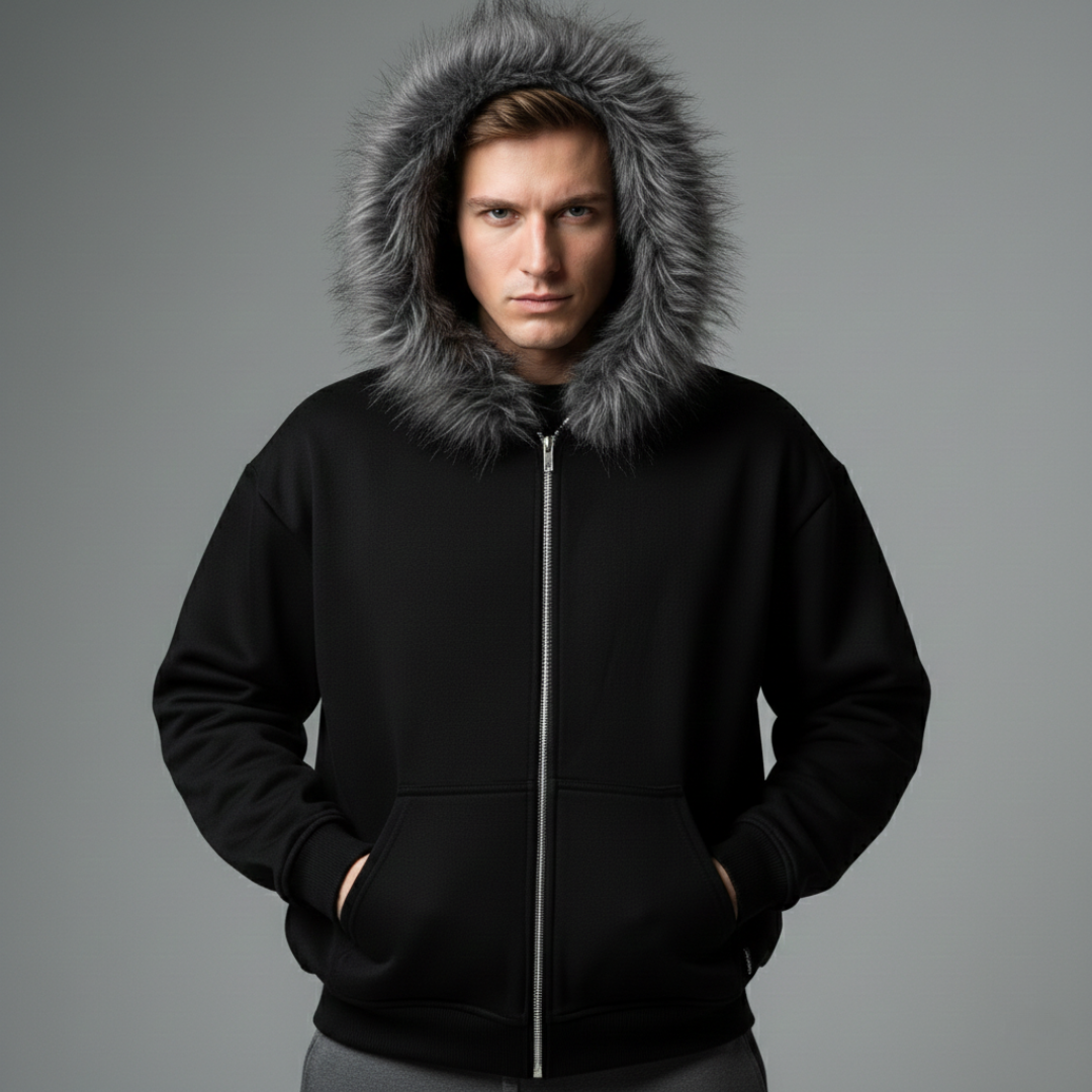 Felpa con cappuccio in pelliccia