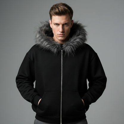 Felpa con cappuccio in pelliccia