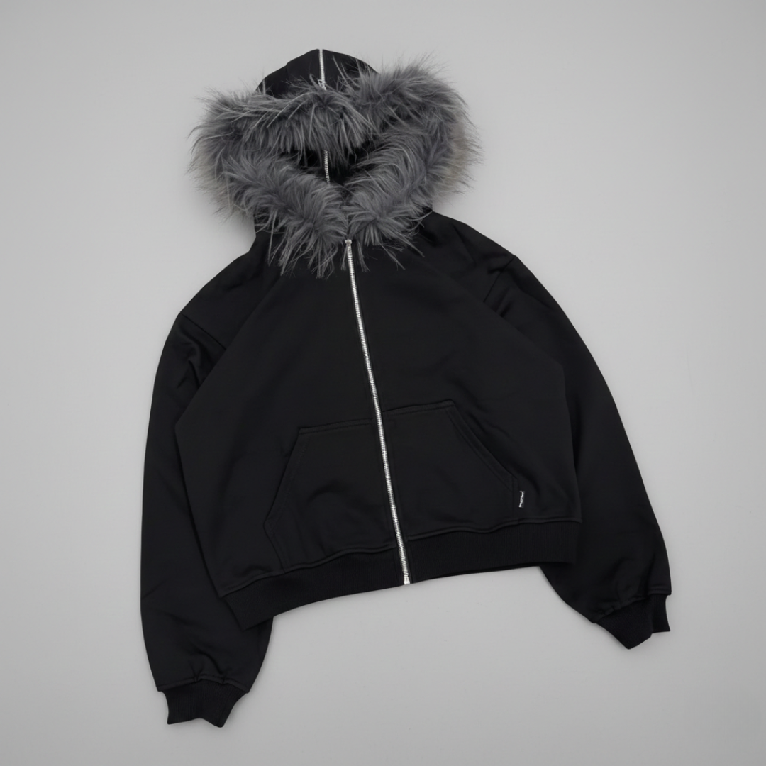 Felpa con cappuccio in pelliccia