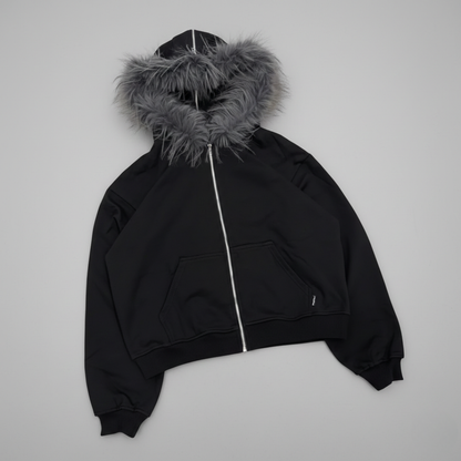 Felpa con cappuccio in pelliccia