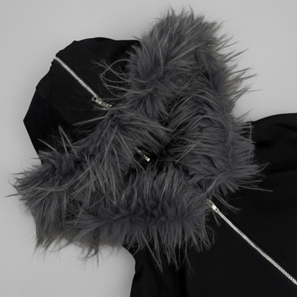 Felpa con cappuccio in pelliccia